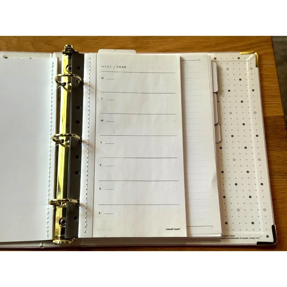 Russell + Hazel Bookcloth Mini 3 Ring Binder + Inserts, Peony